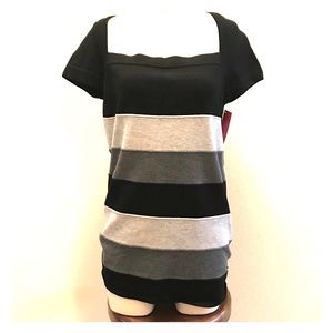 New Fitted Box-Neck Striped Sweater